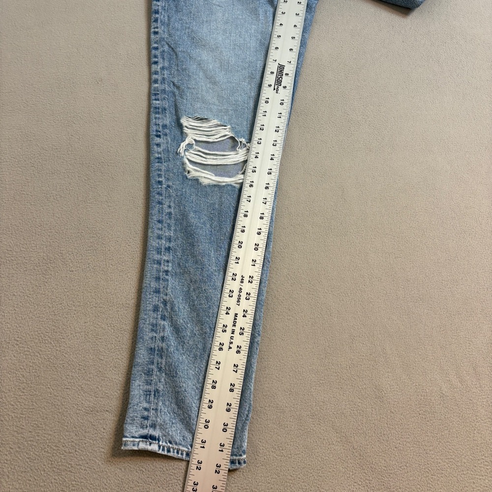 NWT American Eagle Strigid Mom Jeans Super High Rise Blown Out Blue 8 Long 29w - Picture 11 of 11